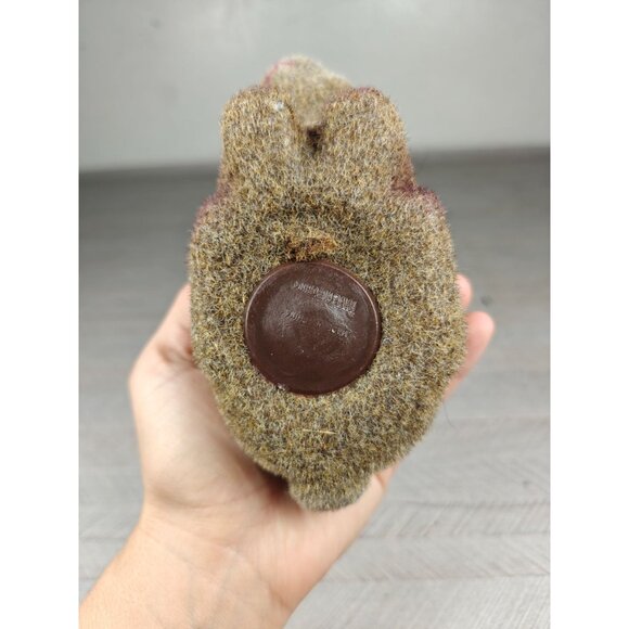 Vintage Flocked Rabbit Coin Bank Brown Textured Finish 6" MCM Retro Desk Decor - Picture 2 of 7
